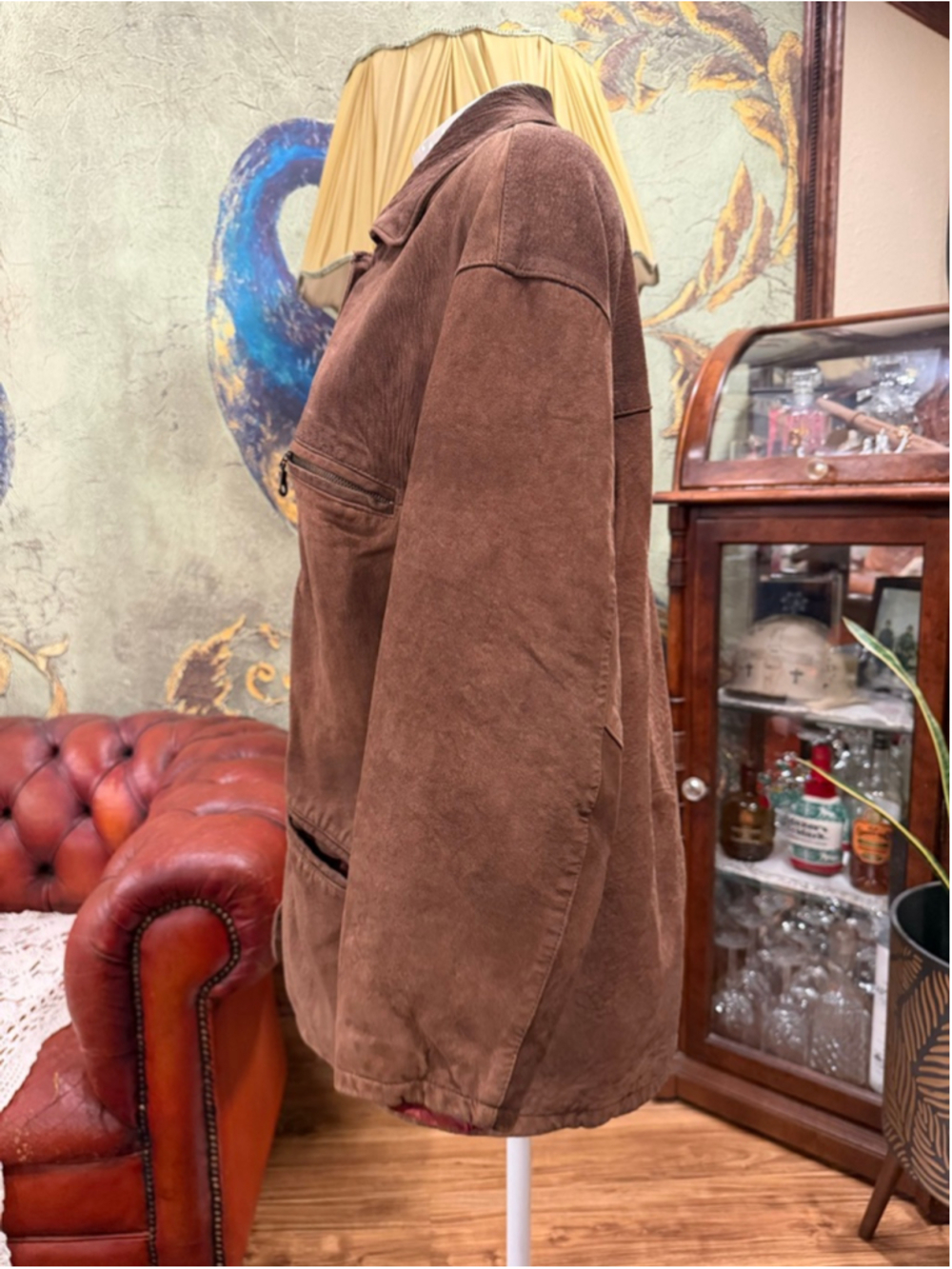 Vintage OASIS Brown Suede Leather Jacket Minimalist Western Cowboy Rancher Coat - Picture 5 of 12